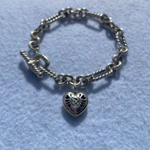 David Yurman 18K Gold Sterling Silver Heart Charm Bracelet